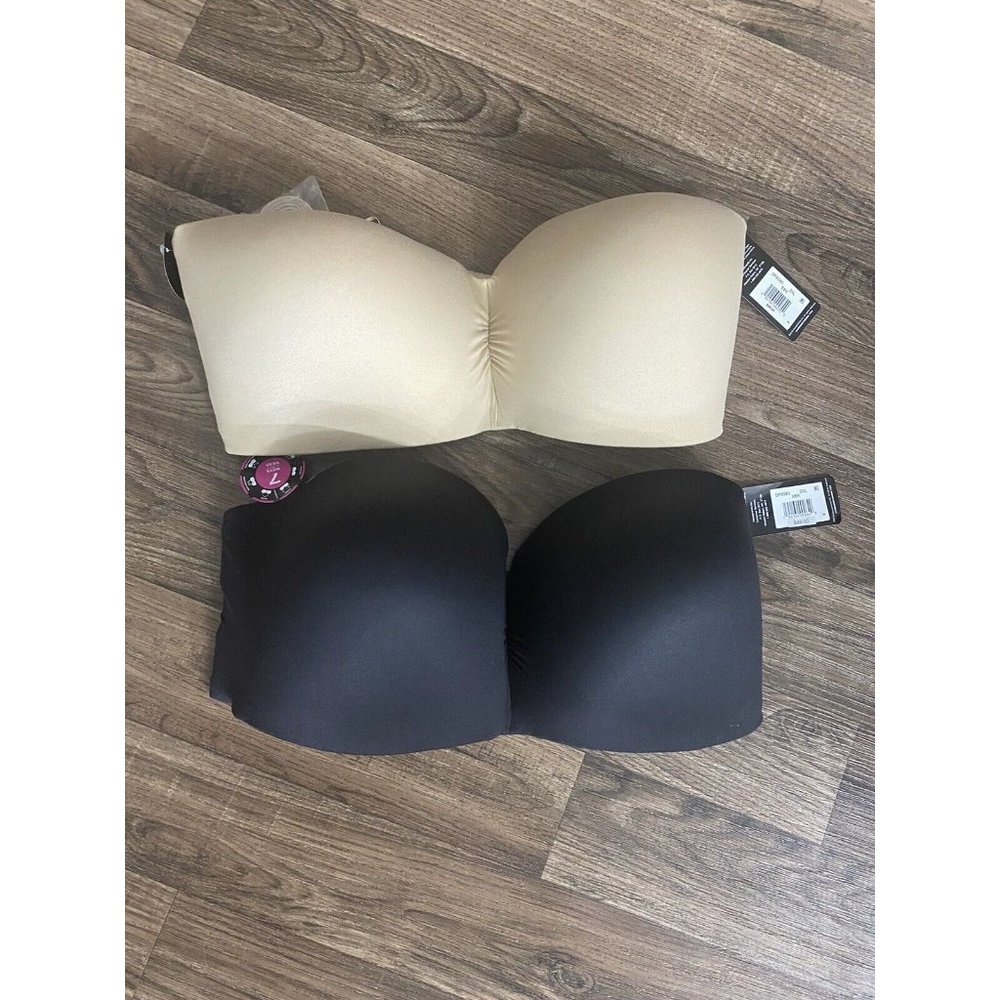 NWT Lot Of 2 Black Nude 2XL Bali Comfort Multi Way Strapless Wirefree Bra